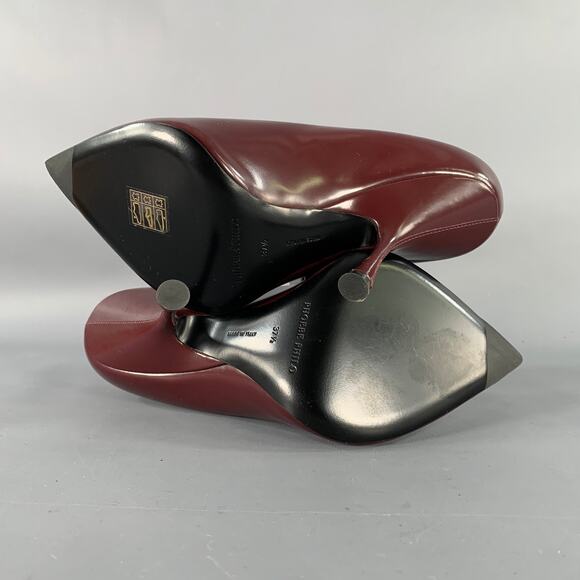 PHOEBE PHILO Size 7.5 Burgundy Leather Pointed Toe Pumps - Picture 6 of 8